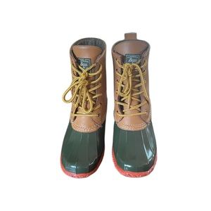 G.H. Bass duck boots, Waterproof olive/Brown Women's  Sz 8 M